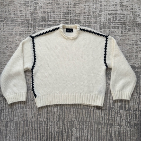 C’est Moi Chunky Knit Sweater Cream Black Contrast Stitch M/L - Picture 6 of 6